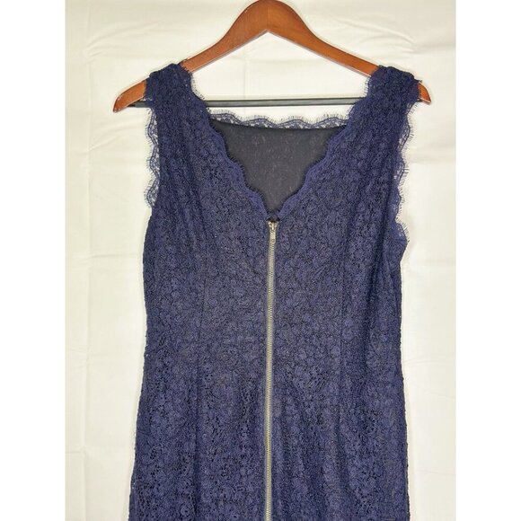 Adrianna Papell Lace Navy Blue Sleeveless Cocktail Dress Woman’s Size 14P - Picture 7 of 11